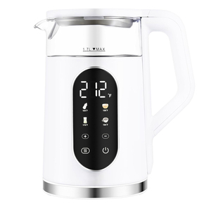 Hervidor eléctrico blanco de 1,7 L, tetera hirviendo de vidrio sin BPA, Control de temperatura inalámbrico, 4 programas de calefacción preestablecidos, Té doméstico - Product Image 1