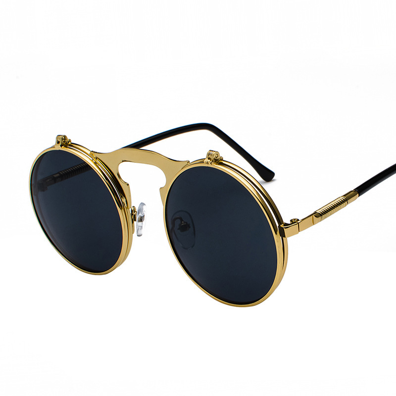 Gold frame-black and gray lenses-c1