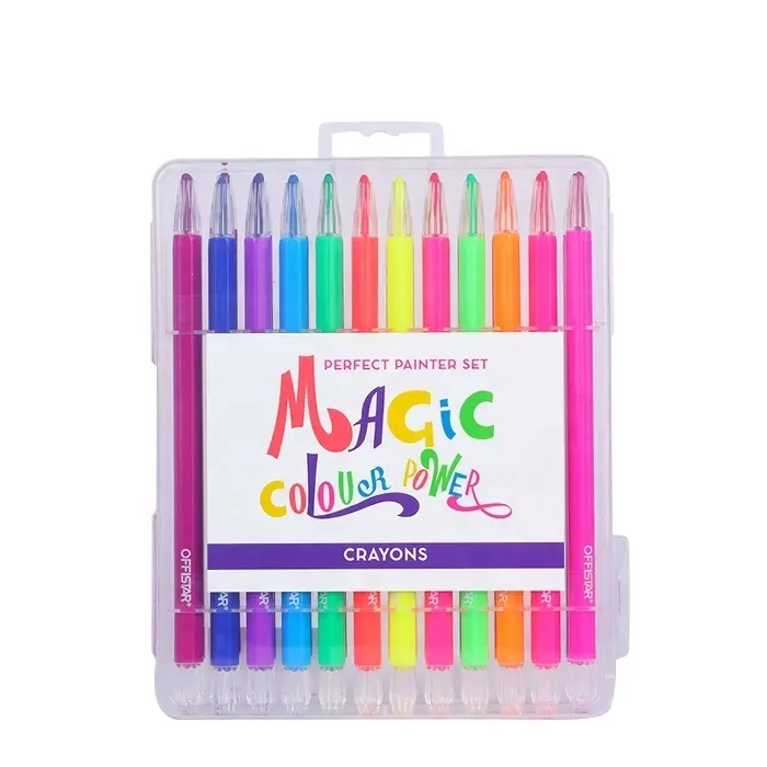 Colorato 24 Colore Pastello Set Con Custodia In Plastica Per Il Colore di Disegno per I Bambini di Scuola Set di Cancelleria di Scrittura set