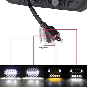 <strong>12v</strong> 5x7 Inch 7'' <strong>Led</strong> Headlight square 7x6 High Low Beam Arrow DRL Amber Turn Signal for Car - Product Image 2