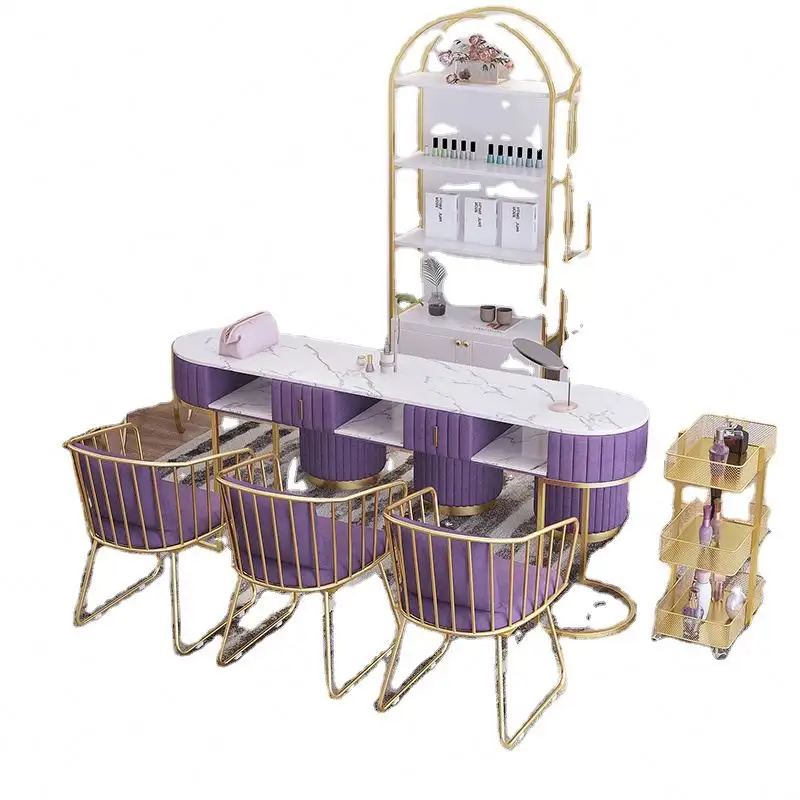Nordic marble manicure table net celebrity shop decoration manicure table and chair set single double seat manicure table