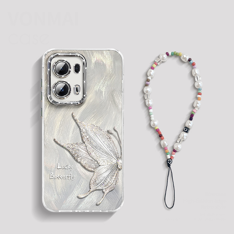 สีขาวโบราณ+สายคล้องหลากสี (พร้อมฟิล์มเลนส์)