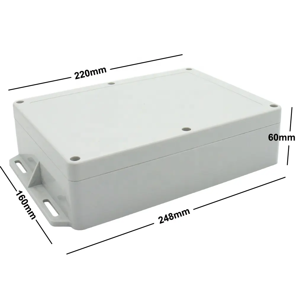 Caja de conexiones eléctricas impermeables ABS, 220x160x60mm, ip65, carcasa de interruptor a prueba de agua con oreja