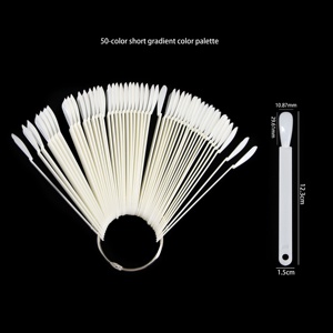 50pcs False Nail <strong>Tips</strong> Fake Nail Art Fan <strong>Shaped</strong> Palette Card Display Practice Color Chart for Nail Polish With Ring - Product Image 2