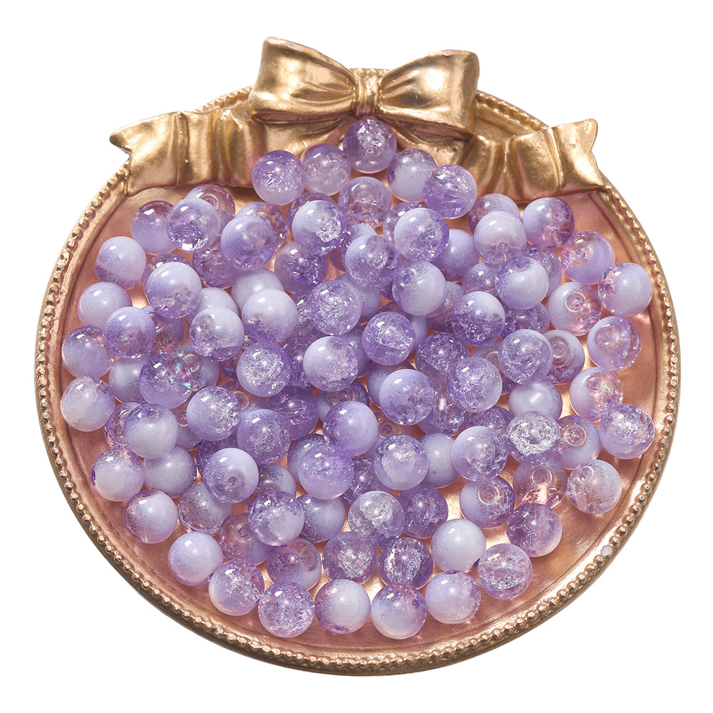 8mm glass milk foam beads - purple