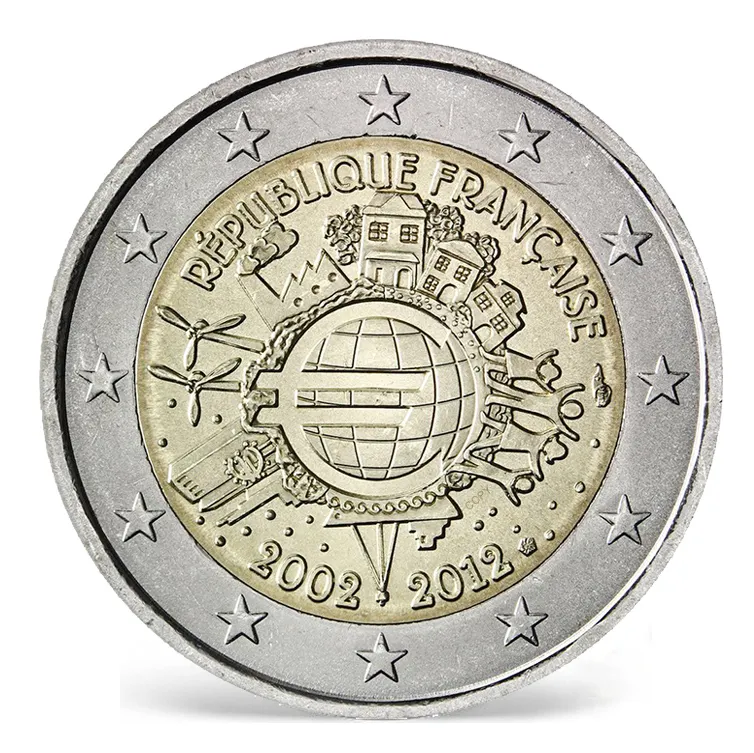 Khuyến mại mới lưu niệm kim loại 2 eur-o đồng xu hai giai điệu mạ Châu Âu tiền xu
