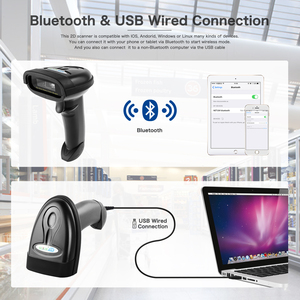 Sıcak satış Bluetooth barkod tarayıcı 2.4G kablosuz mavi diş ve kablolu bağlantı akıllı telefon bağlamak, Tablet, PCBar kod okuyucu - Product Image 4
