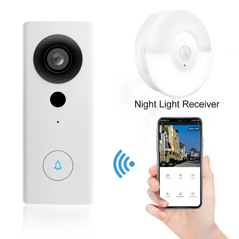 Bel Pintu Kamera Hd 1080P Wifi, Bel Pintu Video Pintar Aplikasi Tuya Keamanan Rumah