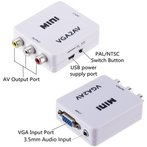 1080P VGA2AV CVBS RCA迷你视频盒，带3.5毫米音频输入VGA至AV 3RCA转换器适配器，适用于台式笔记本电脑至电视显示器 - Product Image 3