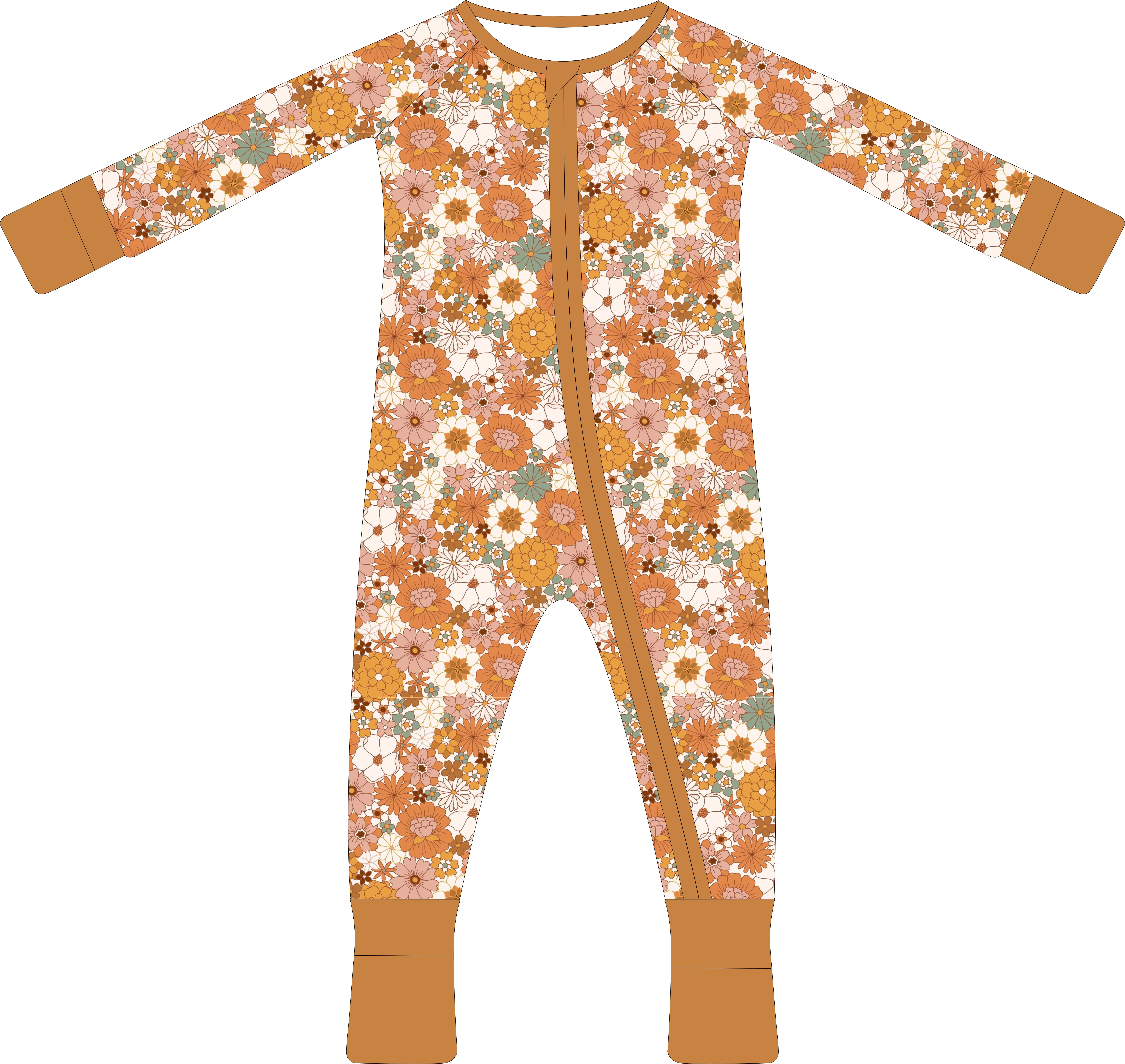 Ropa con estampado personalizado de tela de bambú para recién nacidos, ropa infantil con cremallera, de una pieza peleles, pijamas de viscosa de bambú para niños pequeños, ropa para dormir