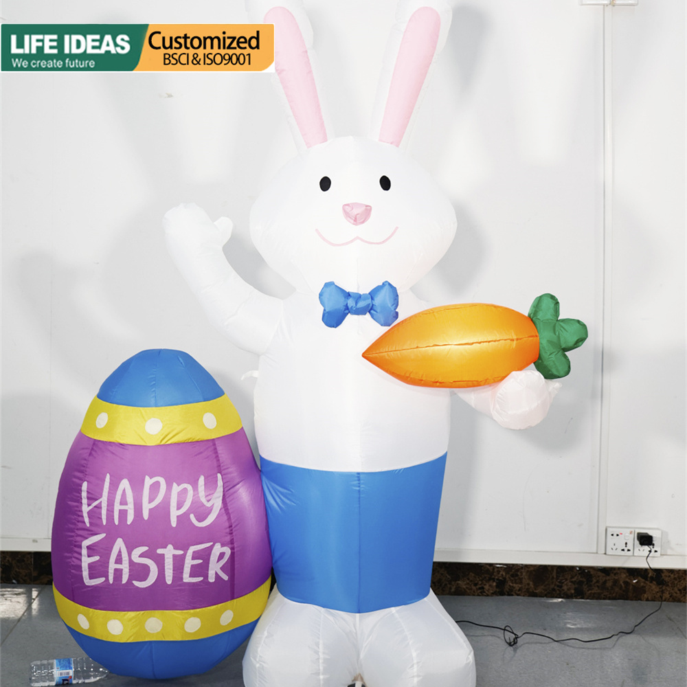 6FT Pascua Blow Up Conejo con Huevo de Zanahoria