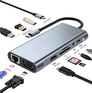 มัลติฟังก์ชั่นเครื่องอ่านการ์ด SD TF HUB เสียงดีพอร์ตเสียง 11 ใน 1 VGA <span class=keywords><strong>USB</strong></span> C Hub อะแดปเตอร์ที่รองรับสูง - Product Image 1