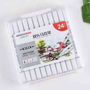 Arte con punta a scalpello e punta rotonda a doppia testa 24 colori G-0992 pennarello da disegno a Base di olio