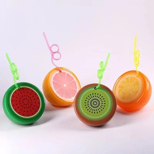 Glitter pembe renk büyük plastik meyve şekli tumbler pipetli bardak - Product Image 1