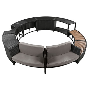 Modern <strong>Grey</strong> Spa Surround Spa Frame <strong>Patio</strong> Rattan Sofa Set with Storage Spaces for Outdoor Furniture in Backyard &amp; <strong>Patio</strong> - Product Image 1