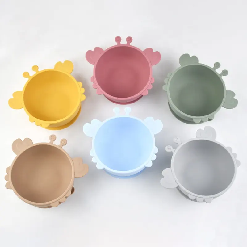 Schattige Krab Antislip Bowl Food Grade Siliconen Baby Niet-Giftig Servies Kids Voedingskom Plaat