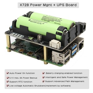 Raspberry Pi X728 V2.1 UPS CAPPELLO & Power Consiglio di Amministrazione con CNC In Lega di Alluminio Della Cassa Del Metallo per Raspberry Pi 4B Solo - Product Image 4