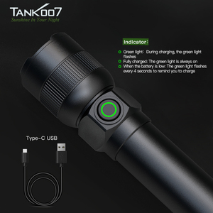 Tank007 kz02 không thấm nước LED đèn pin có thể sạc lại tự vệ High Power Torch ánh sáng tầm xa Zoomable linternas - Product Image 5