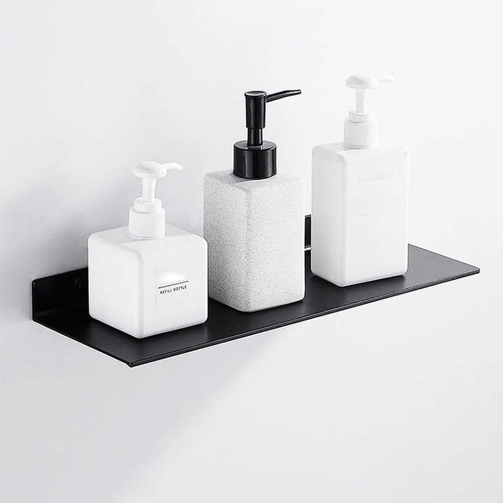 Space Aluminum Adhesive Wall Mount Shelves Black Bathroom Shelf