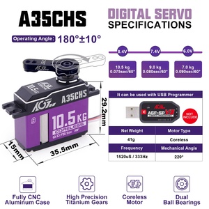 AGFRC A35CHS, 10,5 кг 0,075 S, быстрая скорость, корпус с ЧПУ, бессердечный двигатель, металлическая шестерня, программируемый цифровой мини-сервопривод для радиоуправляемого планера/струи - Product Image 6
