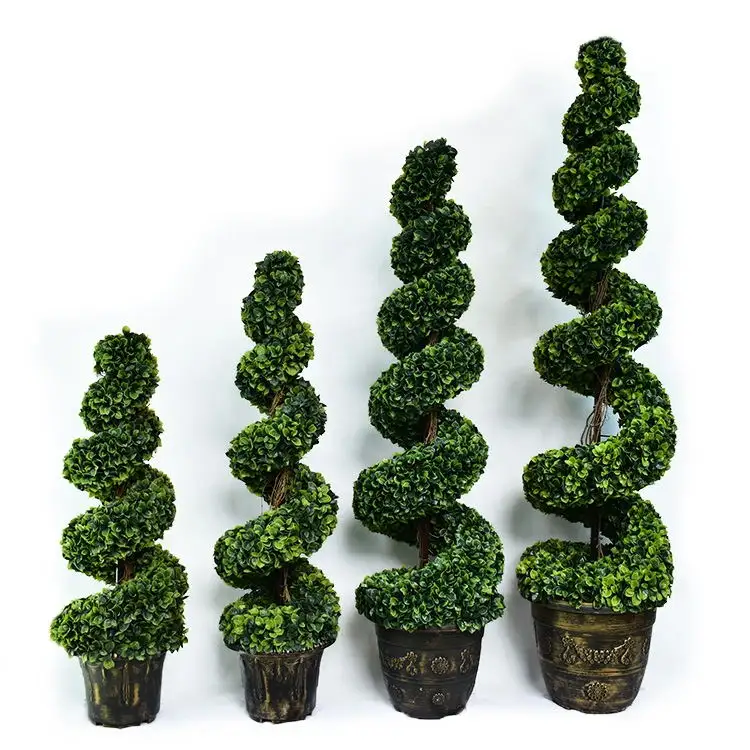 Buxus artificial espiral topiário, 90cm 120cm árvore boxwood planta topiary