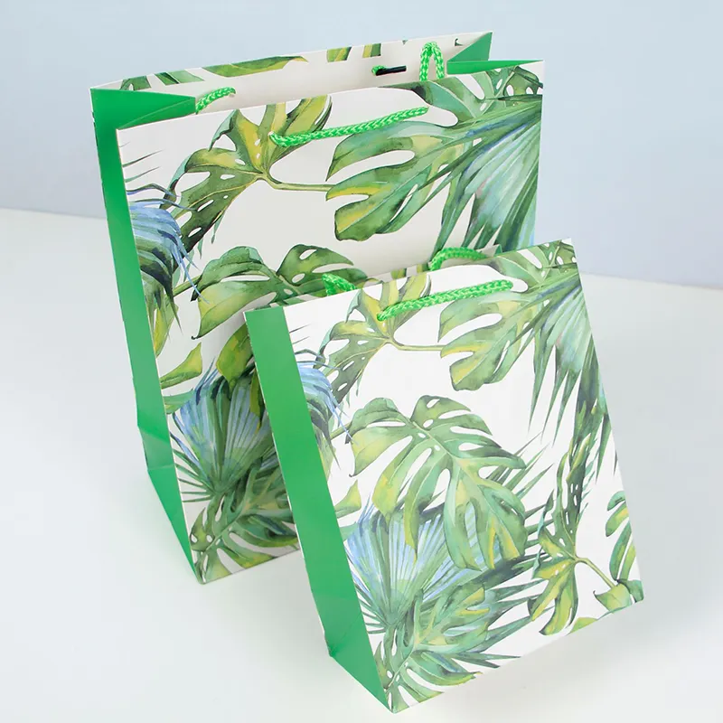 Sacola de papel para embalagens, sacola de papel para compras personalizada de folhas