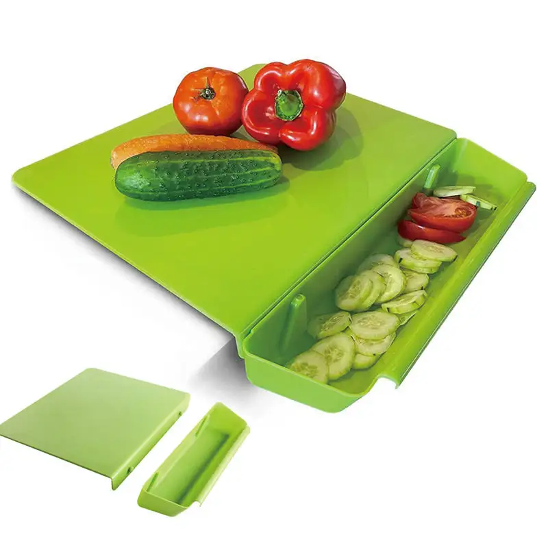 Planche à découper pliante créative 2 en 1 Planche à découper en plastique avec fente pour panier Outil pour couper la viande et les légumes