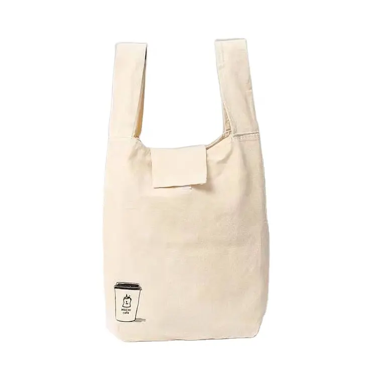 Borsa tote shopper a tracolla in tela di cotone organico stile t-shirt pieghevole durevole