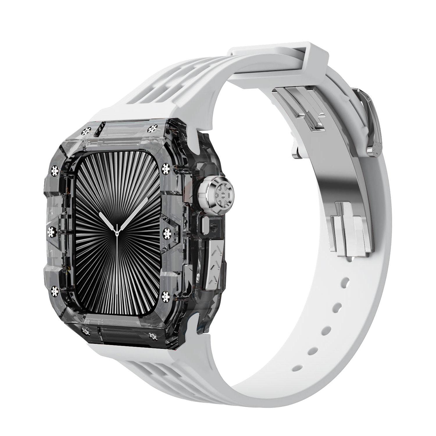 (Transparent Black)(Silver Button) White