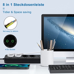 Enchufe de extensión de tira de alimentación de 4 vías con extensión de cable de extensión multifunción USB 2 USB 2 tipo C - Product Image 5
