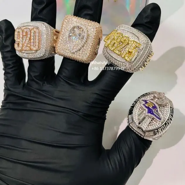 Luxury Custom Jewelry Hip Hop Vvs Moissanite Diamond Ring Bling Iced Out Initial PSC Moissanite Championship Ring For Mens