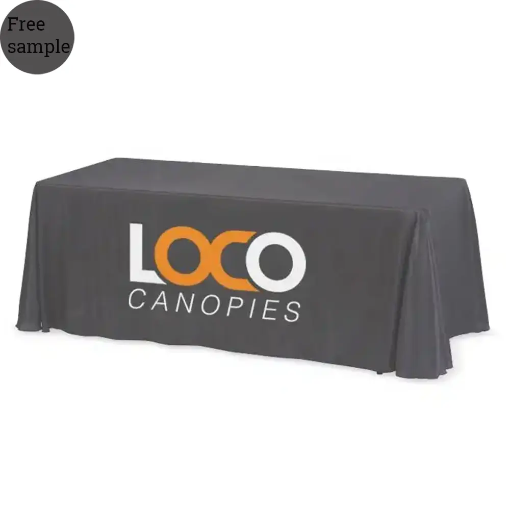 Pano de mesa publicitário comercial sem rugas banner de mesa logotipo personalizado capa de mesa para feiras comerciais