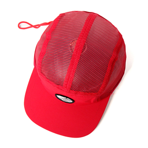 千尊红色网眼跑帽尼龙5面板快干防风拉绳男帽带拉绳 - Product Image 6