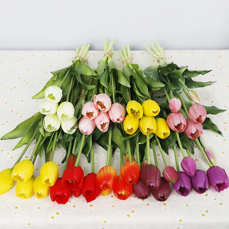 מגע אמיתי מלאכותי רך פלסטיק צבעוני זר פרחים חדש שונה צבעונים מלאכותיים פרח לקישוט חתונה
