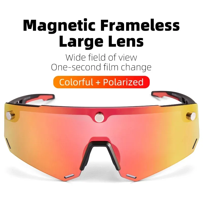 ROCKBROS-gafas de sol para bicicleta, lentes de sol con cambio magnético, con división HD, lentes grandes sin marco Tr90, para ciclismo al aire libre