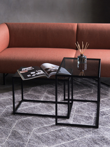 Nordic <strong>Rectangular</strong> Metal Glass Tempered Glass <strong>Nesting</strong> Stacking Coffee <strong>Table</strong> 2PCS Set - Product Image 6