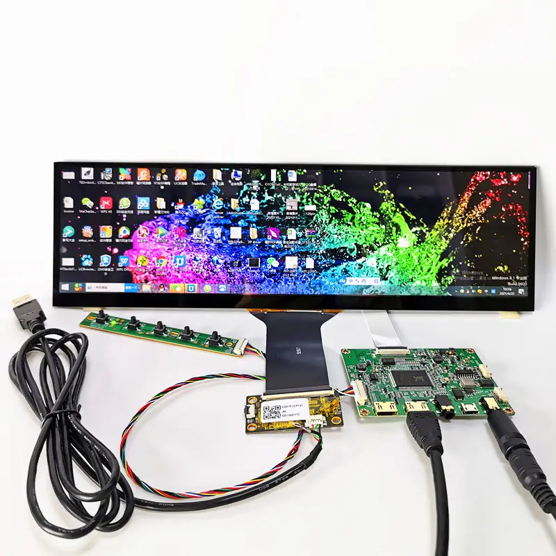 Kit de módulo de pantalla táctil capacitiva de 12,6 pulgadas, 1920x515, LCD en forma de tira, HD, compatible con publicidad, Raspberry Pi, módulo LCD para coche