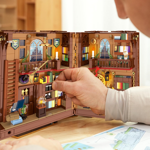 Cayi cuốn sách Nook Kit nhựa ma thuật phù thủy thủ công xây dựng khối thu nhỏ nhà Kit cuốn sách Nook thắp sáng kệ sách trang trí nhà bookend - Product Image 5