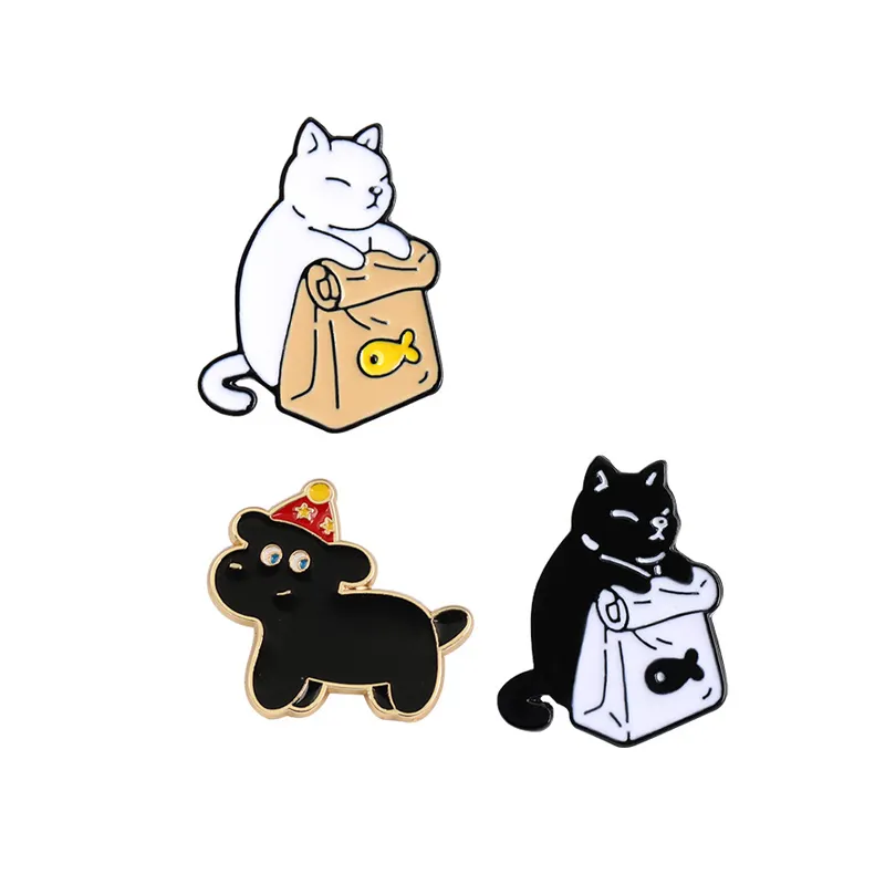 Großhandel Emblem benutzer definierte Cartoon Hund Katze Anstecknadel Metall Logo Emaille Abzeichen Pin