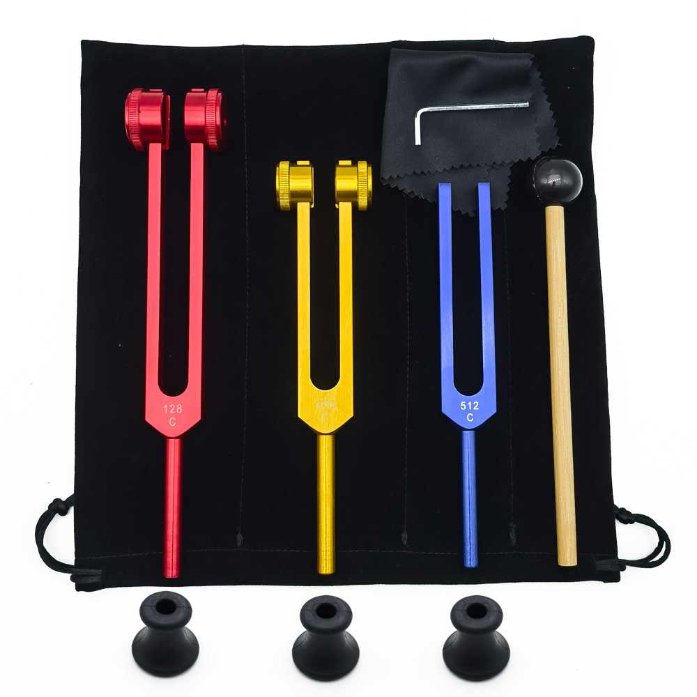 ถุงผ้าสีดำ+ส้อมเสียง3อัน+ฐานสีดำ