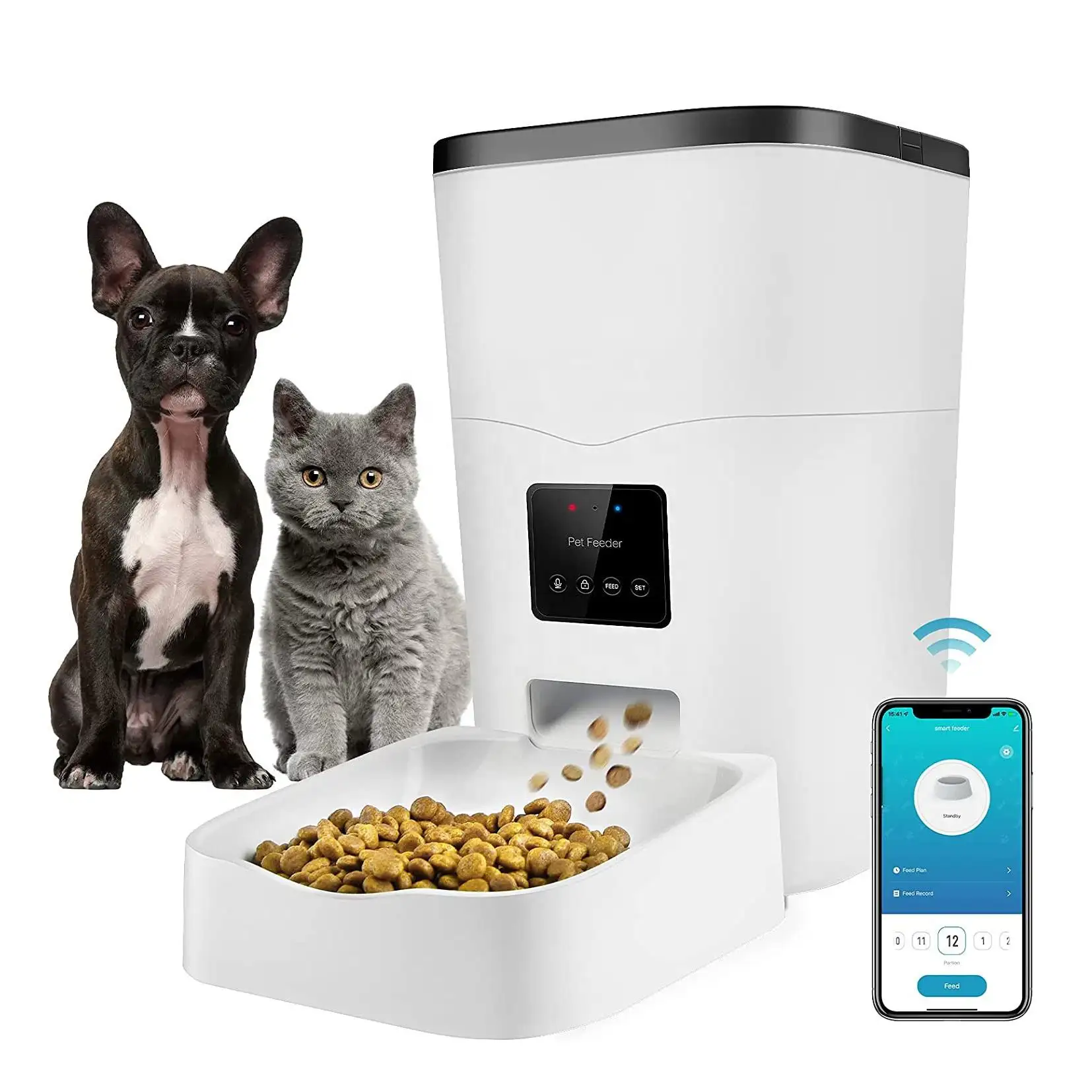 3L pulsante di grande capacità wifi smart Control alimentatore automatico per animali domestici Non intasante per cani e gatti