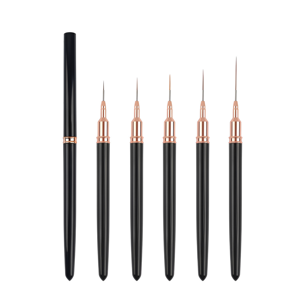 Stylo à ligne de traction plaqué noir, sachet de 5