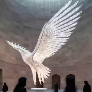 Tùy Chỉnh Sang Trọng Không Tiêu Chuẩn Tùy Chỉnh Trang Trí Lông Chim Ưng Pha Lê Đôi Cánh Thiên Thần Đèn Chùm - Product Image 2
