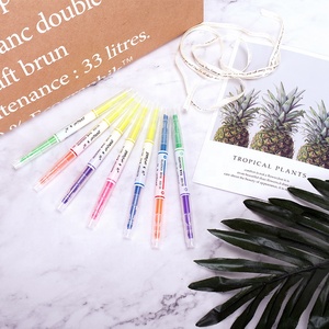 3 farbe set Double-ended fluoreszierende stift highlighter stift mit meißel spitze für büro und schule - Product Image 4