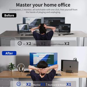 SYONG 4K60Hz HDMI 2,0 Conmutador KVM 1 Monitores 2 Ordenadores 4 Teclado USB Ratón para 2 Ordenadores Compartir 1 Monitores con Control
