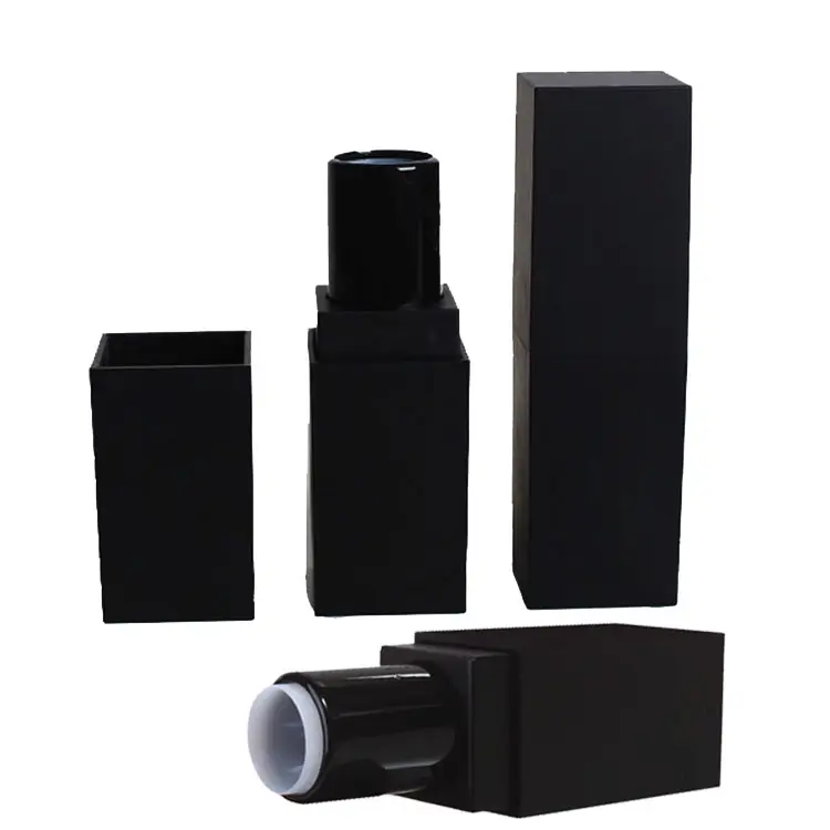 Beliebte einfache Make-up kosmetische quadratische mattschwarze Lippenstift behälter/-röhrchen