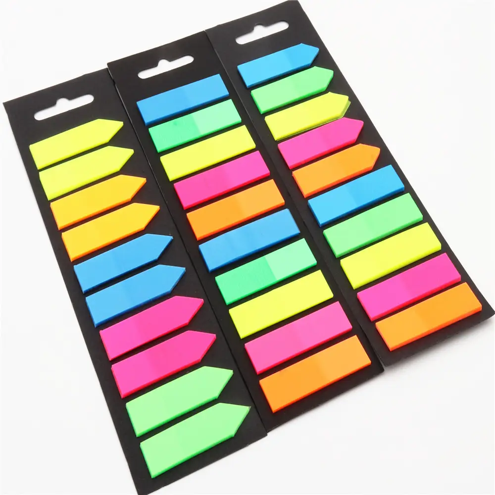 Marcadores de página adesivos personalizados, tabelas de índice de animais de estimação de cor neon, notas adesivas de índice de página
