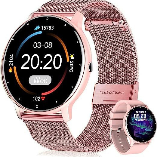Rose avec bracelet en acier