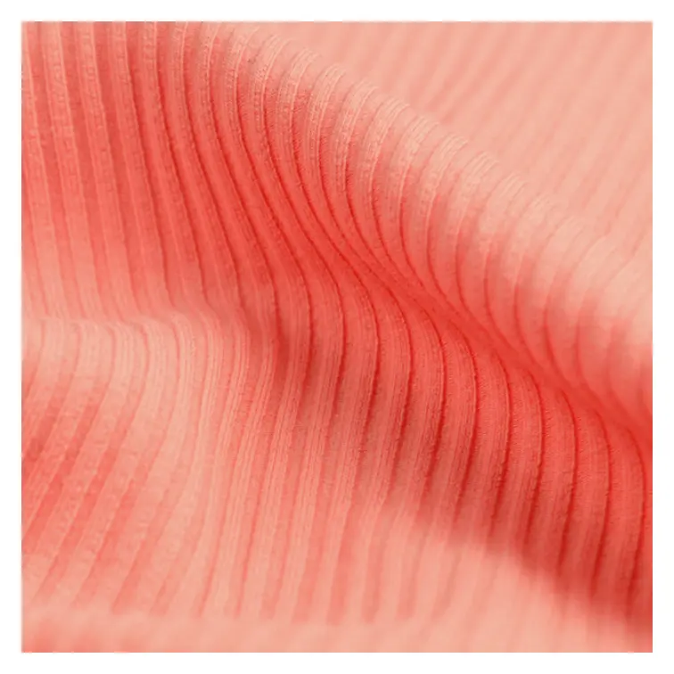 Costela de algodão malha costela tecido elástico escova 2x2 95% Viscose 5% Spandex com nervuras Tecido de malha para colarinho e manga