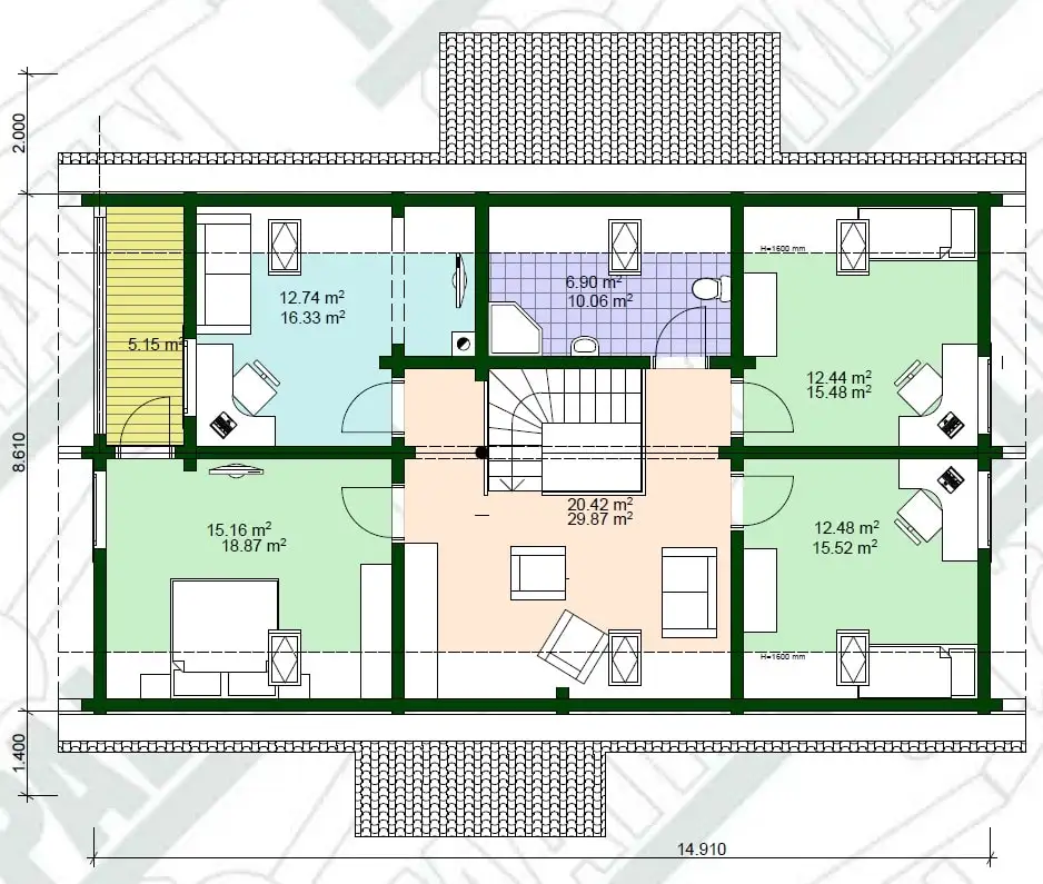 Cabaña de madera para complejo turístico, casa de campo prefabricada pesada, colorida, moderna, de ocio